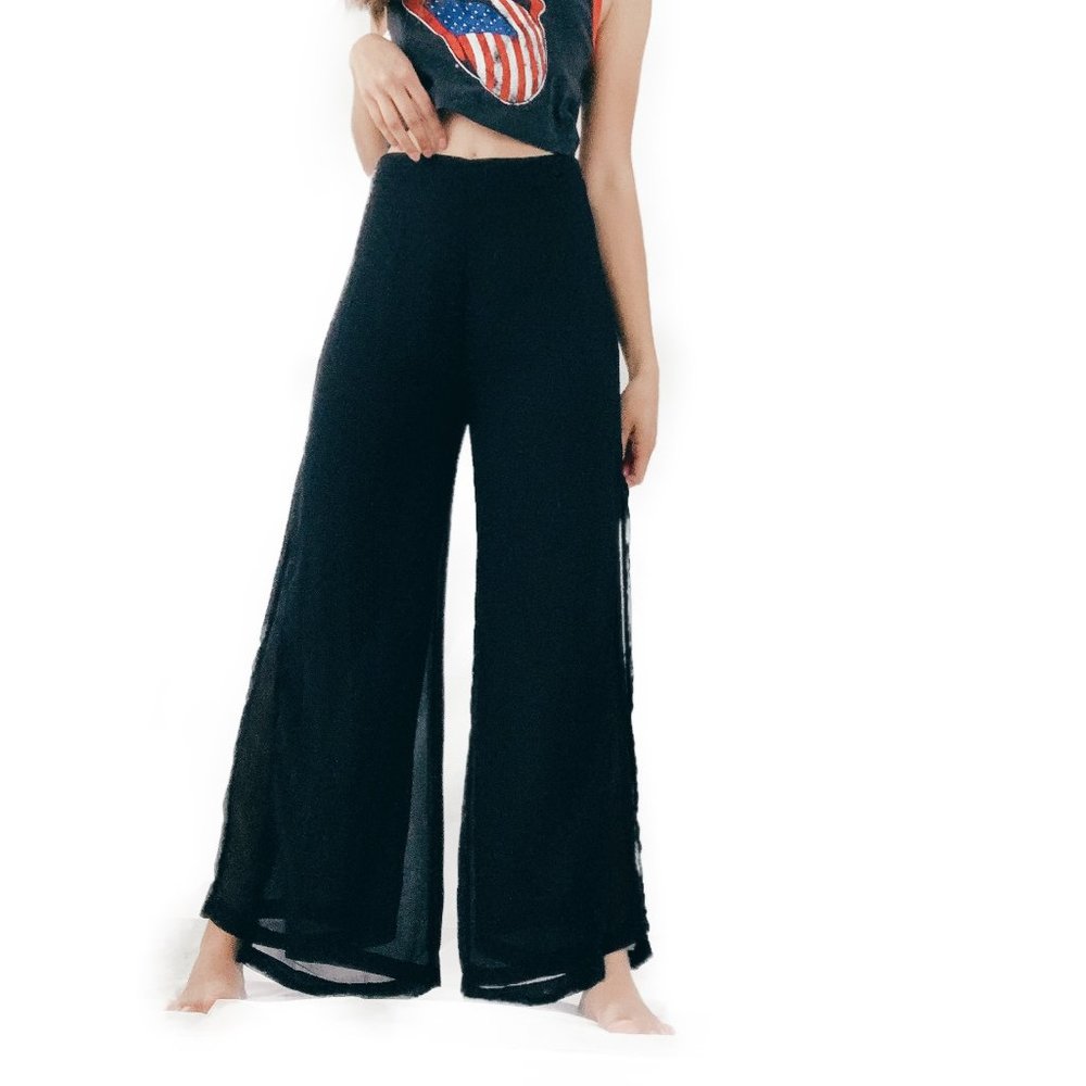 Black Wide Leg High Rise Pants